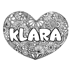 Coloración del nombre KLARA - decorado mandala de corazón