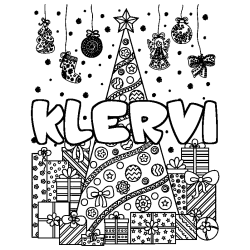 Coloración del nombre KLERVI - decorado árbol de Navidad y regalos