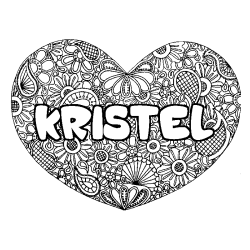 Coloración del nombre KRISTEL - decorado mandala de corazón