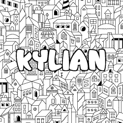 Coloración del nombre KYLIAN - decorado ciudad