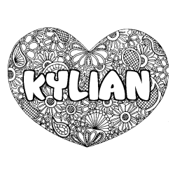 Coloración del nombre KYLIAN - decorado mandala de corazón