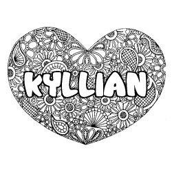 Coloración del nombre KYLLIAN - decorado mandala de corazón