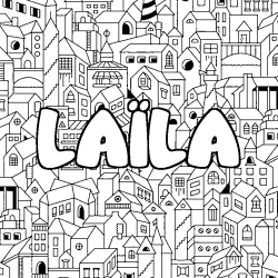 Coloración del nombre LAÏLA - decorado ciudad