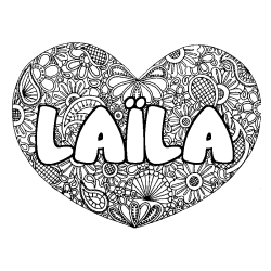 Dibujo para colorear LA&Iuml;LA - decorado mandala de coraz&oacute;n