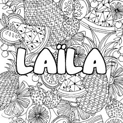 Coloración del nombre LAÏLA - decorado mandala de frutas