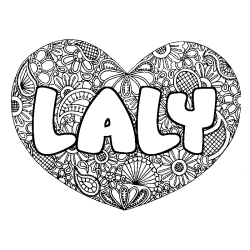 Coloración del nombre LALY - decorado mandala de corazón