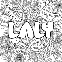 Coloración del nombre LALY - decorado mandala de frutas