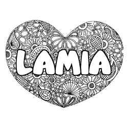 Dibujo para colorear LAMIA - decorado mandala de coraz&oacute;n