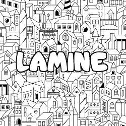 Coloración del nombre LAMINE - decorado ciudad