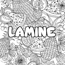 Coloración del nombre LAMINE - decorado mandala de frutas