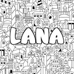 Dibujo para colorear LANA - decorado ciudad