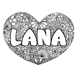 Dibujo para colorear LANA - decorado mandala de coraz&oacute;n