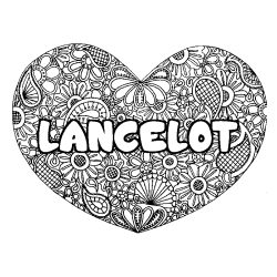 Coloración del nombre LANCELOT - decorado mandala de corazón