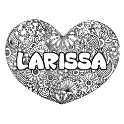 Coloración del nombre LARISSA - decorado mandala de corazón