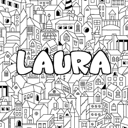 Coloración del nombre LAURA - decorado ciudad