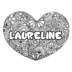 Dibujo para colorear LAURELINE - decorado mandala de coraz&oacute;n