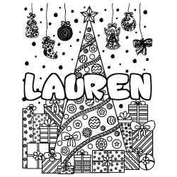 Coloración del nombre LAUREN - decorado árbol de Navidad y regalos