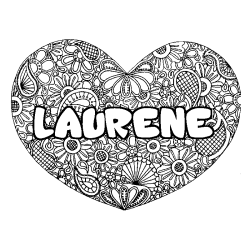 Coloración del nombre LAURENE - decorado mandala de corazón