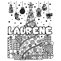 Coloración del nombre LAURÈNE - decorado árbol de Navidad y regalos