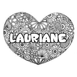 Coloración del nombre LAURIANE - decorado mandala de corazón