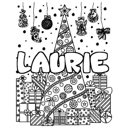 Coloración del nombre LAURIE - decorado árbol de Navidad y regalos