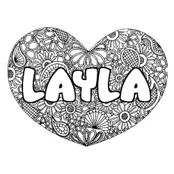 Dibujo para colorear LAYLA - decorado mandala de coraz&oacute;n