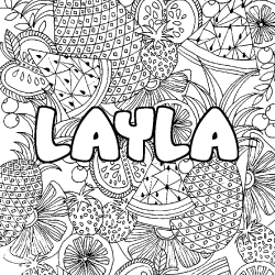 Dibujo para colorear LAYLA - decorado mandala de frutas