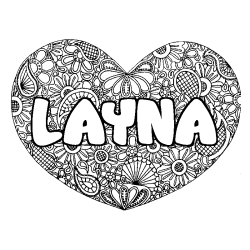 Coloración del nombre LAYNA - decorado mandala de corazón