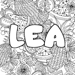 Dibujo para colorear LEA - decorado mandala de frutas