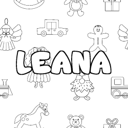 Dibujo para colorear LEANA - decorado juguetes