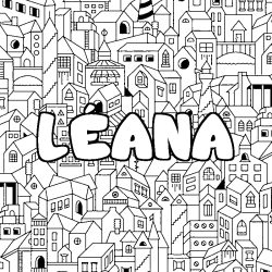 Coloración del nombre LÉANA - decorado ciudad