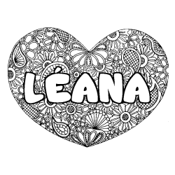 Dibujo para colorear L&Eacute;ANA - decorado mandala de coraz&oacute;n