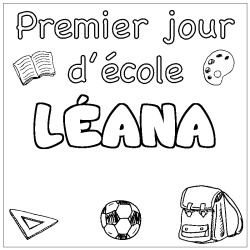 Dibujo para colorear L&Eacute;ANA - decorado primer d&iacute;a de escuela