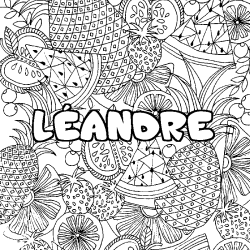 Coloración del nombre LÉANDRE - decorado mandala de frutas