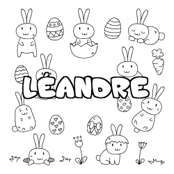 Coloración del nombre LÉANDRE - decorado Pascua