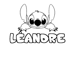 Coloración del nombre LÉANDRE - decorado Stitch