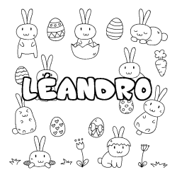 Coloración del nombre LÉANDRO - decorado Pascua