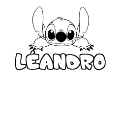 Coloración del nombre LÉANDRO - decorado Stitch