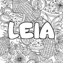 Dibujo para colorear LEIA - decorado mandala de frutas