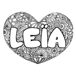 Dibujo para colorear LE&Iuml;A - decorado mandala de coraz&oacute;n