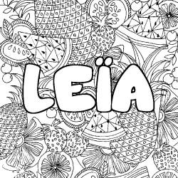 Coloración del nombre LEÏA - decorado mandala de frutas