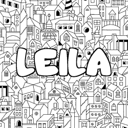 Dibujo para colorear LEILA - decorado ciudad