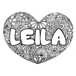 Coloración del nombre LEILA - decorado mandala de corazón