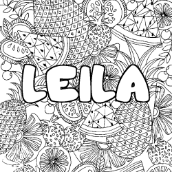 Dibujo para colorear LEILA - decorado mandala de frutas