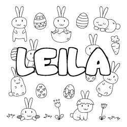 Coloración del nombre LEILA - decorado Pascua