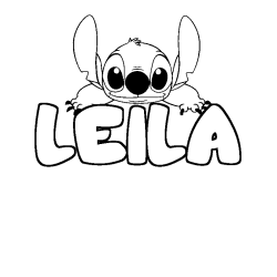 Coloración del nombre LEILA - decorado Stitch