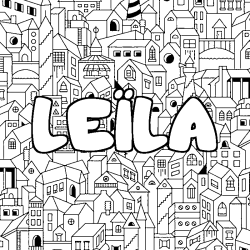 Coloración del nombre LEÏLA - decorado ciudad