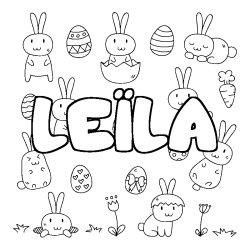 Coloración del nombre LEÏLA - decorado Pascua