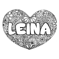 Dibujo para colorear LEINA - decorado mandala de coraz&oacute;n