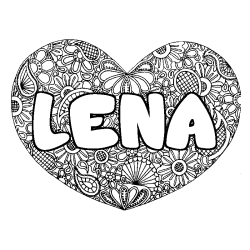 Dibujo para colorear LENA - decorado mandala de coraz&oacute;n